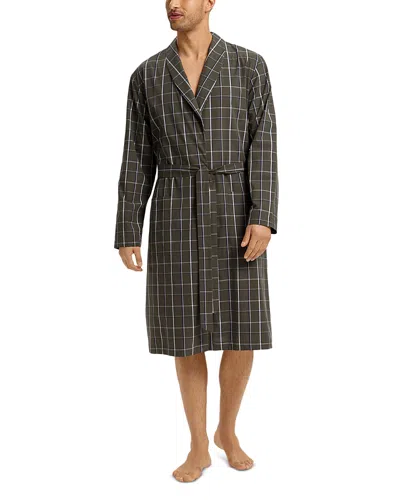 Hanro Men's Night & Day Woven Robe In Green