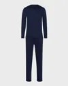 Hanro Men's Night Selection Long Cotton Pajama Set In Deep Navy