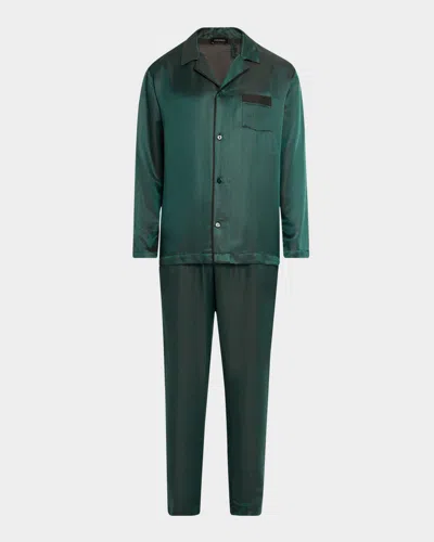 Hanro Selection Notch Collar Button Front Pajama Set In Multi