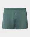 Hanro Cotton Sporty Button Fly Cotton Boxer In Herbal Tea