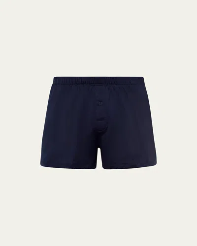 Hanro Men's Sporty Mercerized Cotton Boxers In Midnight Navy