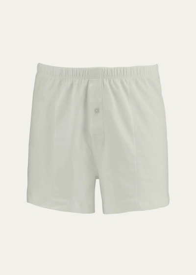 Hanro Men's Sporty Mercerized Cotton Boxers In Mineral Green