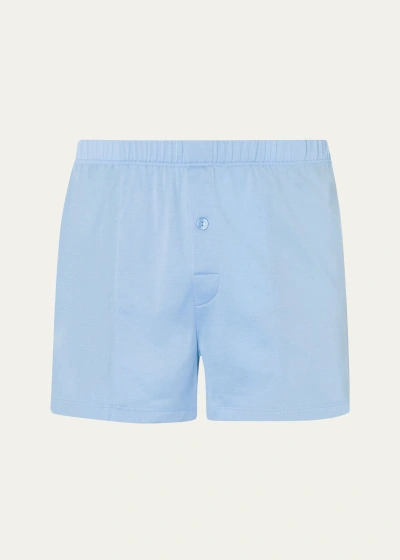 Hanro Men's Sporty Mercerized Cotton Boxers In Placid Blue