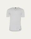 Hanro Men's Ultralight Cotton V-neck T-shirt In 2654 - Silver Grey