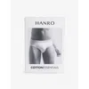 Hanro Mens  Cotton Essentials Logo-waistband Pack Of Two Stretch-cotton Briefs In Light Melange Deep Navy