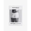 Hanro Mens  Cotton Essentials Logo-waistband Pack Of Two Stretch-cotton Trunks In White