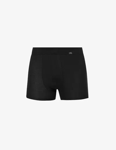 HANRO MENS DEEP BLACK LOGO STRETCH-JERSEY TRUNKS,57440454