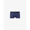 Hanro Mens Micro-touch Branded-waistband Stretch-jersey Trunks Midnight Navy In Blue