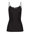 Hanro Merino Wool-silk Spaghetti Top In Black