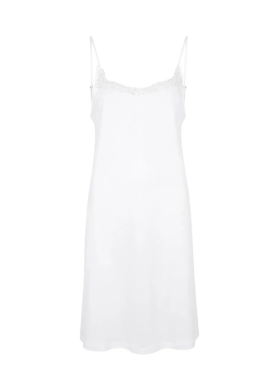 Hanro Michelle Lace-trimmed Cotton Slip Dress In White