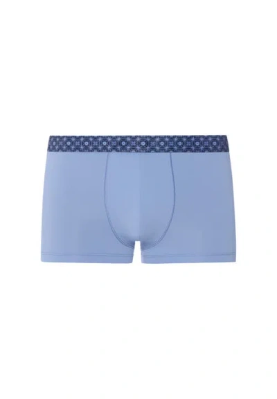 Hanro Micro Touch Boxer Brief Printed Waistband In Blue