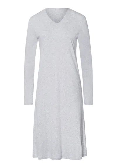 Hanro Mira Cotton And Modal Nightgown In Gray