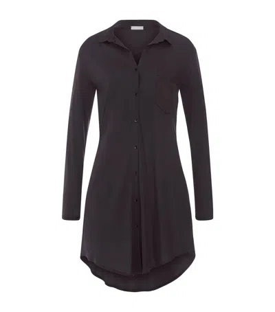 Hanro Modal Grand Central Shirt Pyjama Nightdress In Brown