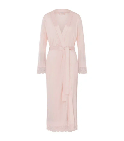 Hanro Modal Lace-trimmed Josephine Dressing Gown In Nude