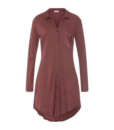 Hanro Modal-silk Grand Central Nightdress In Burgundy