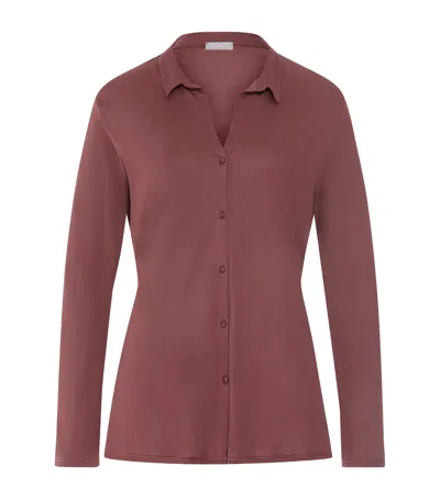 Hanro Modal-silk Grand Central Pyjama Shirt In Red