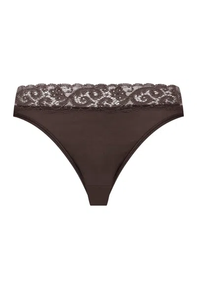 Hanro Moments Cotton High Cut Brief In Brown