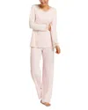 Hanro Moments Cotton Lace Trim Pajamas Set In Crystal Pink