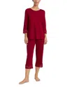 Hanro Moments Cropped Pajama Set In Red