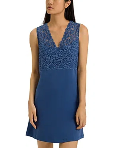 Hanro Moments Lace Tank Gown In Blue