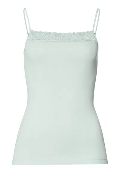 Hanro Moments Lace Trim Cotton Camisole In Green