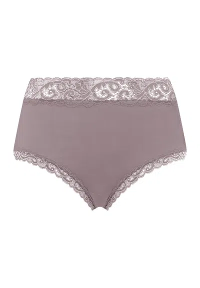 Hanro Moments Lace Trim Cotton Full Brief In Gray