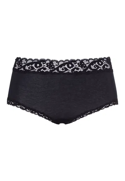 Hanro Moments Lace Trim Cotton Full Brief In Yellow