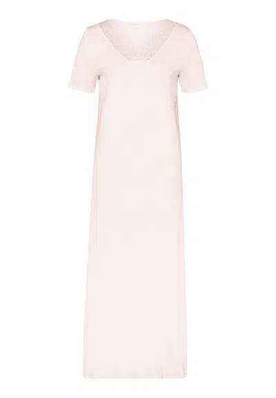 Hanro Moments Lace Trim Cotton Nightgown In Pink