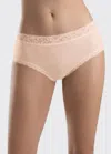 Hanro Moments Lace-trim Full Brief In Skin
