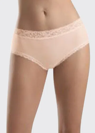 Hanro Moments Lace-trim Full Brief In Skin