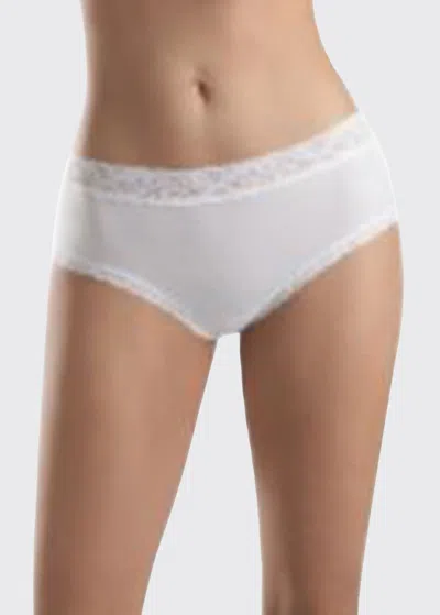 Hanro Moments Lace-trim Full Brief In White