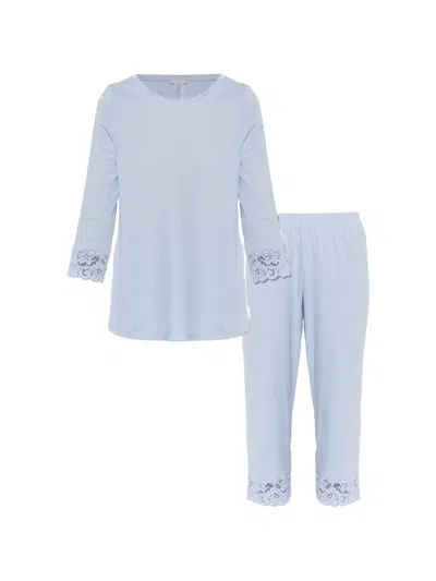 Hanro Lace-trim Pyjamas In Blue