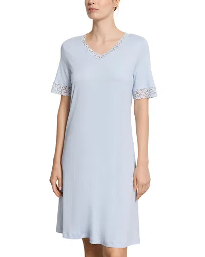 Hanro Moments Short Sleeve Nightgown In Blue