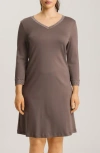 Hanro Cotton Lace Trim Nightgown In Stonewash