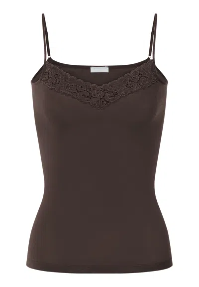 Hanro Moments V-neck Cotton Camisole In Brown