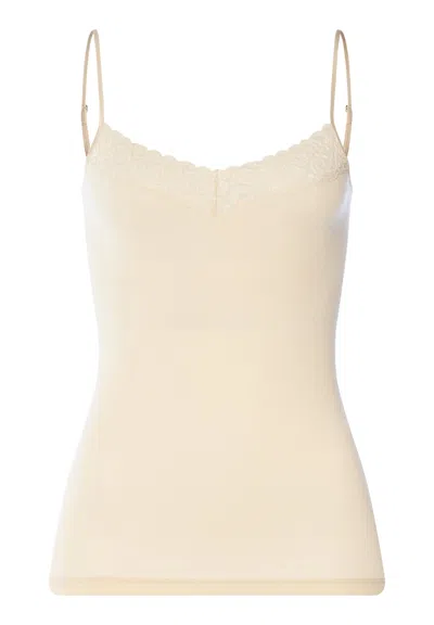 Hanro Moments V-neck Cotton Camisole In Gold