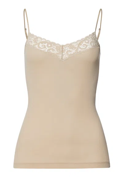 Hanro Moments V-neck Cotton Camisole In Neutral