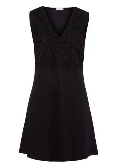 Hanro Moments V-neck Cotton Tank Nightgown In Black