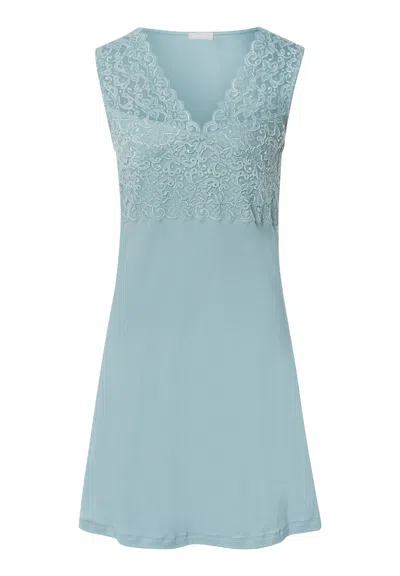 Hanro Moments V-neck Cotton Tank Nightgown In Blue