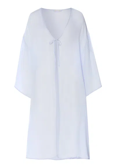 Hanro Monea Ultra Soft Semi-sheer Robe In Blue