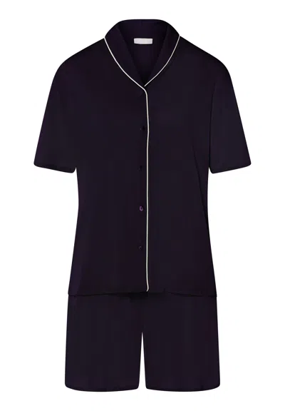 Hanro Natural Comfort Tencel™ Button Front Pajama Set In Black