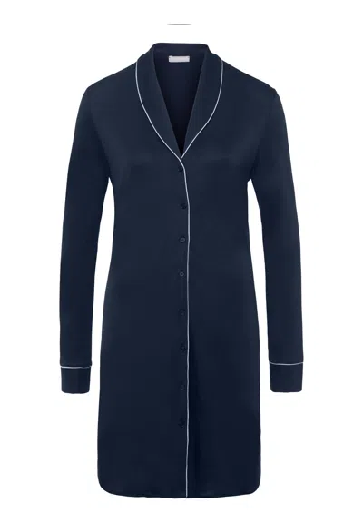 Hanro Natural Comfort Tencel™ Button Front Sleep Shirt In Blue