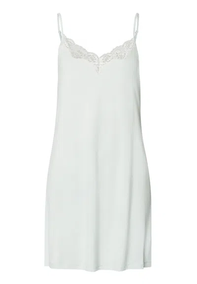 Hanro Natural Elegance Lace Trim V-neck Chemise In Gray