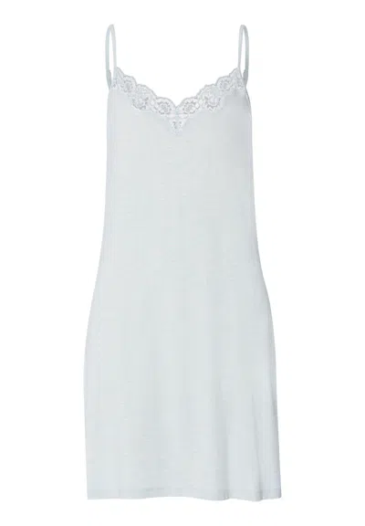 Hanro Natural Elegance Lace Trim V-neck Chemise In Multi