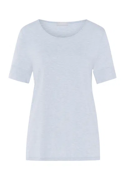 Hanro Natural Elegance Relaxed Round Neck Top In Blue
