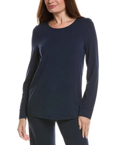 Hanro Natural Elegance Relaxed Round Neck Top In Blue