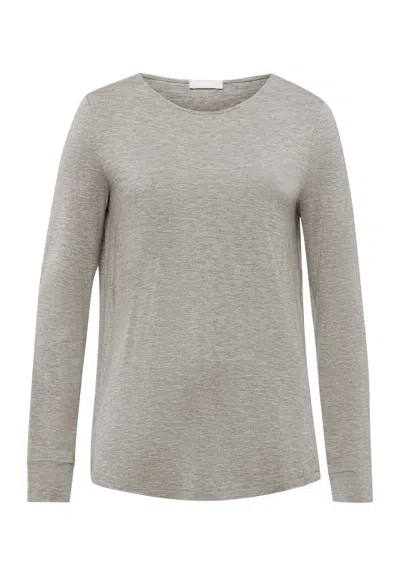 Hanro Natural Elegance Relaxed Round Neck Top In Gray