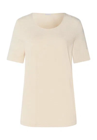 Hanro Natural Elegance Relaxed Round Neck Top In Neutral