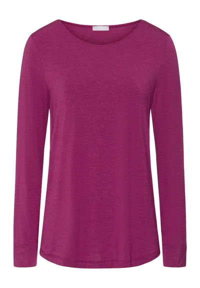 Hanro Natural Elegance Relaxed Round Neck Top In Purple