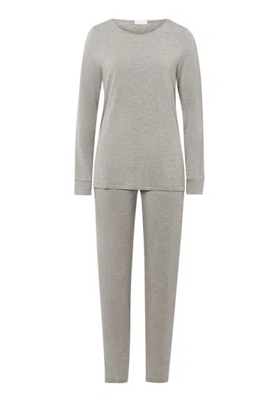 Hanro Natural Elegance Round Neck Long Pajama Set In Gray